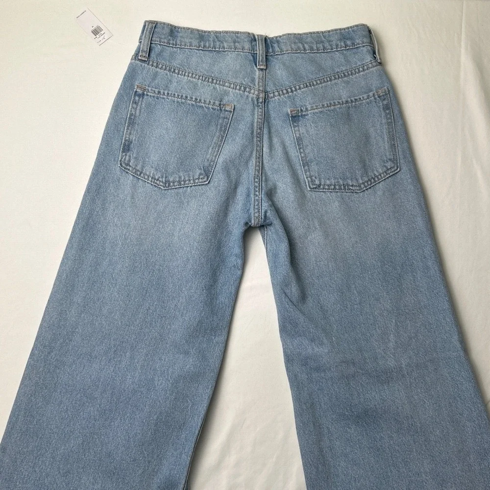 Old Navy Kids Baggy Wide Leg Jean Light Wash 16 High Rise Distressed Raw Hem NEW